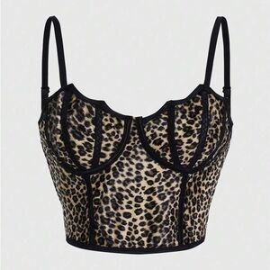 Leopard Print Bustier Crop Cami Top